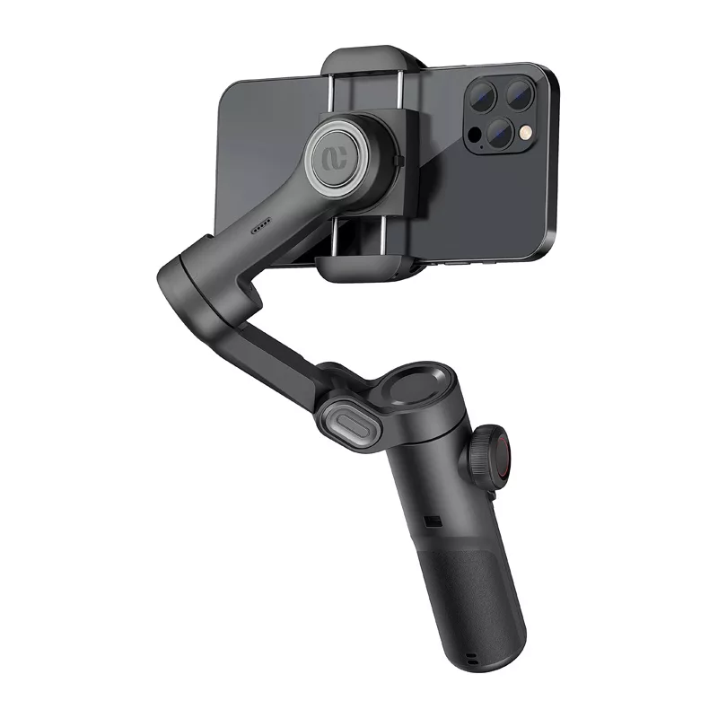 AOCHUAN XE Standard Gimbal (Melns) - 3 asu viedtālruņa stabilizators ar Bluetooth 5.0, 2600mAh akumulatoru, salokāms dizains