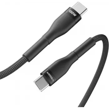 VEGER USB-C uz USB-C PD 100W kabelis 1.5m, Melns