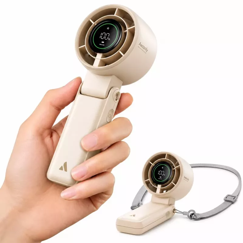 Aecooly Halo 02 Pārnēsājams rokas ventilators, bēšs