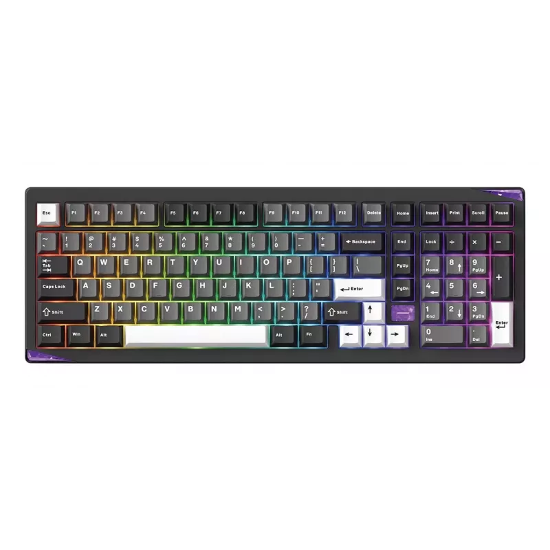 AKKO GEM 02 VIA vadu mehāniskā tastatūra, TKL 87 taustiņi, melna un sudraba, karsti nomaināma, RGB, USB-C