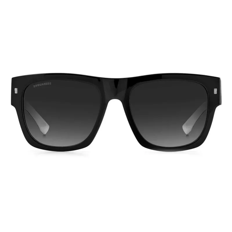 DSQUARED2 ICON Vīriešu saulesbrilles ICON0004S80S - Melns acetāta rāmis, Pelēkas polikarbonāta lēcas, 55/19/145 mm