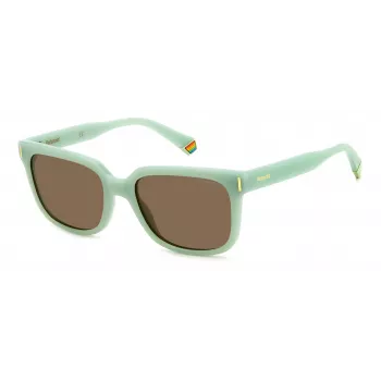 POLAROID PLD6191S1ED Unisex taisnstūra saulesbrilles - Melns rāmis, pelēkas polarizētas lēcas 54mm
