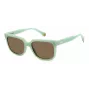POLAROID PLD6191S1ED Unisex taisnstūra saulesbrilles - Melns rāmis, pelēkas polarizētas lēcas 54mm