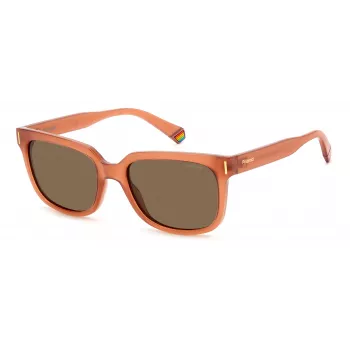 POLAROID PLD6191S733 Unisex taisnstūra saulesbrilles - Melns rāmis, pelēkas polarizētas lēcas 54mm