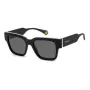 POLAROID PLD6198SX807 Unisex taisnstūra saulesbrilles, Havana rāmis, pelēkas polarizētas lēcas, 52 mm