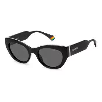 Polaroid PLD6199SX807 Sieviešu saulesbrilles - Melns rāmis, Pelēkas polarizētas lēcas, 50mm