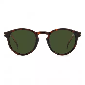 DAVID BECKHAM DB-1111-S-086 Unisex saulesbrilles, Havana/Tortoiseshell acetāta rāmis, pelēkas polikarbonāta lēcas, 52 mm
