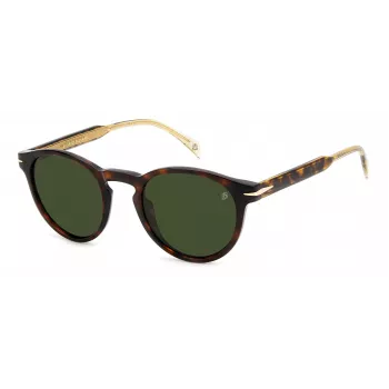 DAVID BECKHAM DB-1111-S-086 Unisex saulesbrilles, Havana/Tortoiseshell acetāta rāmis, pelēkas polikarbonāta lēcas, 52 mm