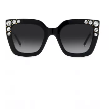 CAROLINA HERRERA HER0130S807 Sieviešu tauriņveida saulesbrilles, spīdīgi melnas, pelēkas, 52 mm