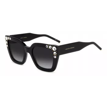 CAROLINA HERRERA HER0130S807 Sieviešu tauriņveida saulesbrilles, spīdīgi melnas, pelēkas, 52 mm