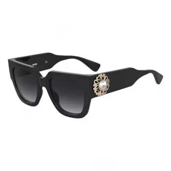 MOSCHINO Sieviešu saulesbrilles MOS153-S-807 Melnas Pelēkas Taisnstūrveida 52mm
