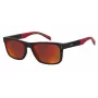 LEVI'S LV-5059-S-BLX Vīriešu taisnstūra saulesbrilles - Melns acetāta rāmis ar pelēkām polikarbonāta lēcām - 55/17/145 mm