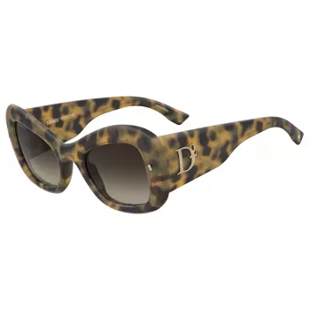 DSQUARED2 Sieviešu saulesbrilles D2-0137-S-C9B Havana Acetāts Kvadrātveida rāmis Brūnas gradienta lēcas 54mm