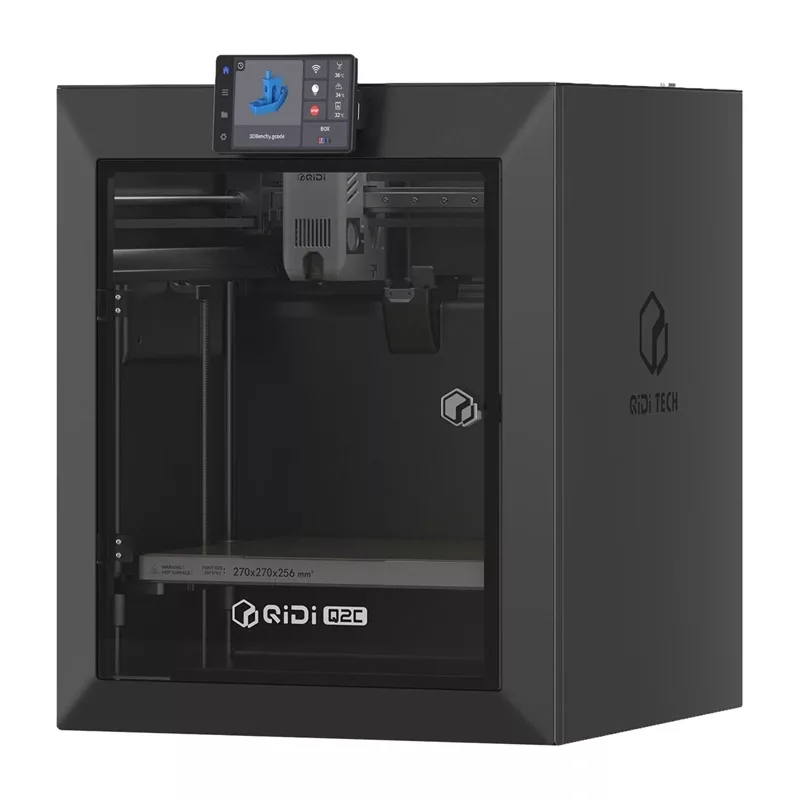 QIDI Q2C 3D Printer - Pilnībā slēgts FDM printeris ar 200x200x200mm drukas tilpumu, tiešās piedziņas ekstrūderi, PEI magnētisko drukas platformu, Wi-Fi un skārienekrānu
