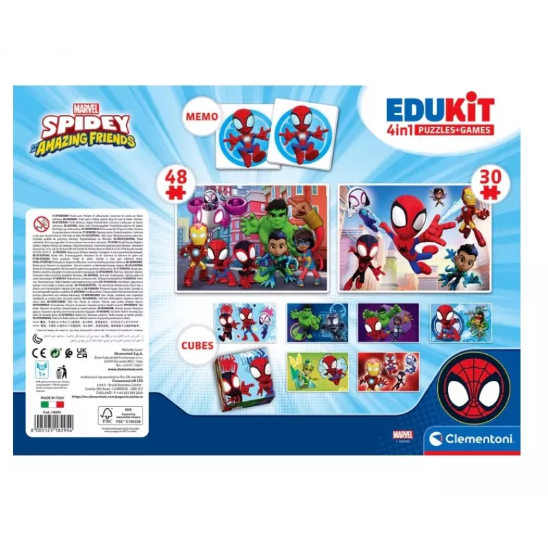 Clementoni Marvel Spidey Educational Set Puzzle, Memo & Blocks 18295