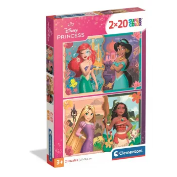 Clementoni Super Color Disney Princesses 2x20 Piece Jigsaw Puzzle
