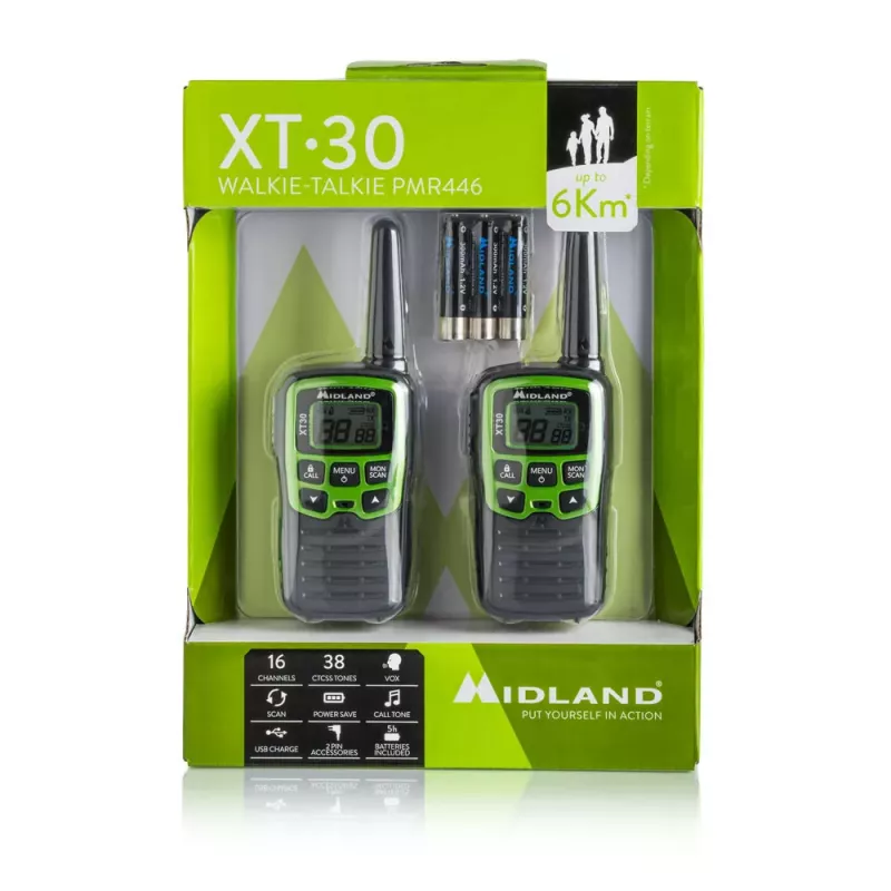 Midland XT30 2x PMR446 divvirzienu radio komplekts zaļš