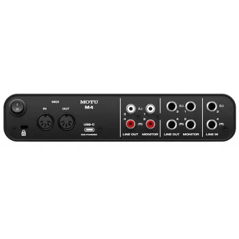 MOTU M4 USB-C Audio interfeiss – 4x4, 24-bit/192 kHz, 2 mikrofona priekšpastiprinātāji, MIDI I/O