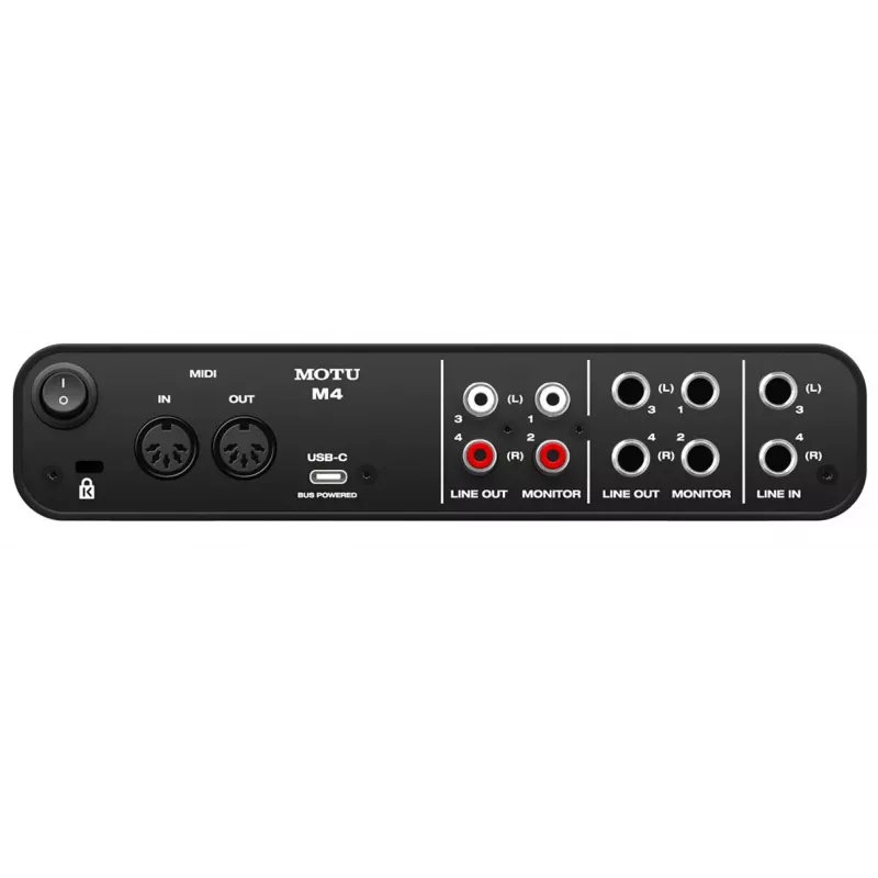 MOTU M4 USB-C Audio interfeiss – 4x4, 24-bit/192 kHz, 2 mikrofona priekšpastiprinātāji, MIDI I/O