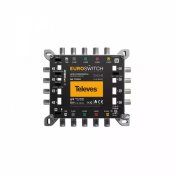 TELEVES EuroSwitch 5x5x8 Multiswitch 4 SAT + 1 TER, 8 Outputs, DiSEqC 2.0, 230V, ref. 719503