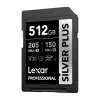 Lexar Professional SILVER PLUS SDXC 512GB atmiņas karte, UHS-I, U3, V30, A2, līdz 200MB/s lasīšana, 140MB/s rakstīšana