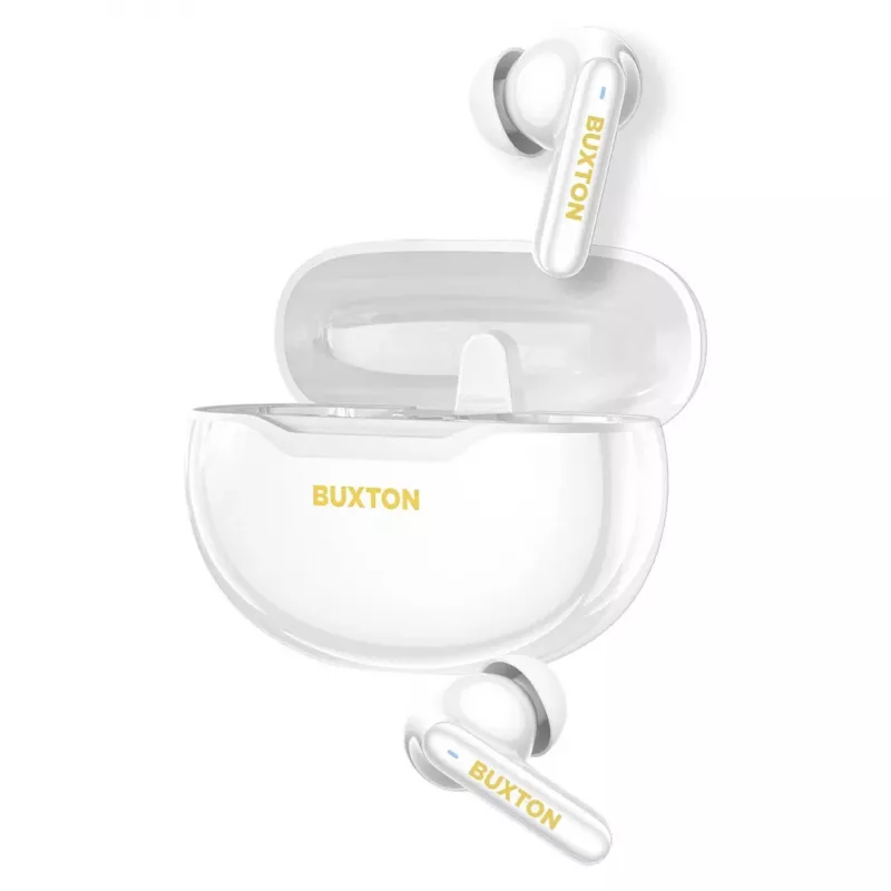 Buxton BTW 7200 White Tuya - In-Ear True Wireless Stereo (TWS) Bluetooth 5.1 Earbuds with Charging Case, IPX4, White