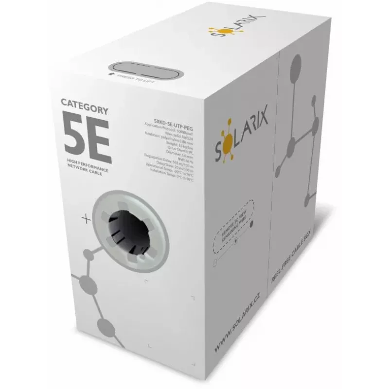 Solarix PE CAT5e UTP instalācijas kabelis, masīvs vads, 305m (SXKD-5E-UTP-PEG)