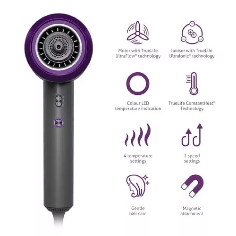 TrueLife HairDryer D3 Fēns 1800 W Melns