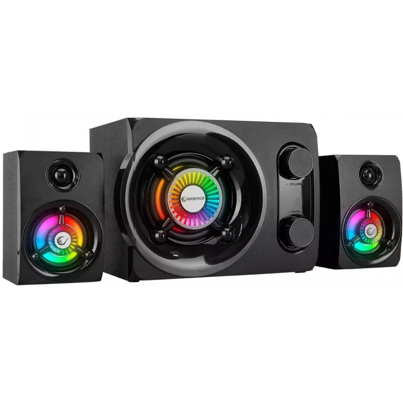 Rampage RMS-G8 25W portatīvais Bluetooth skaļrunis ar RGB apgaismojumu, TWS, FM radio, melns