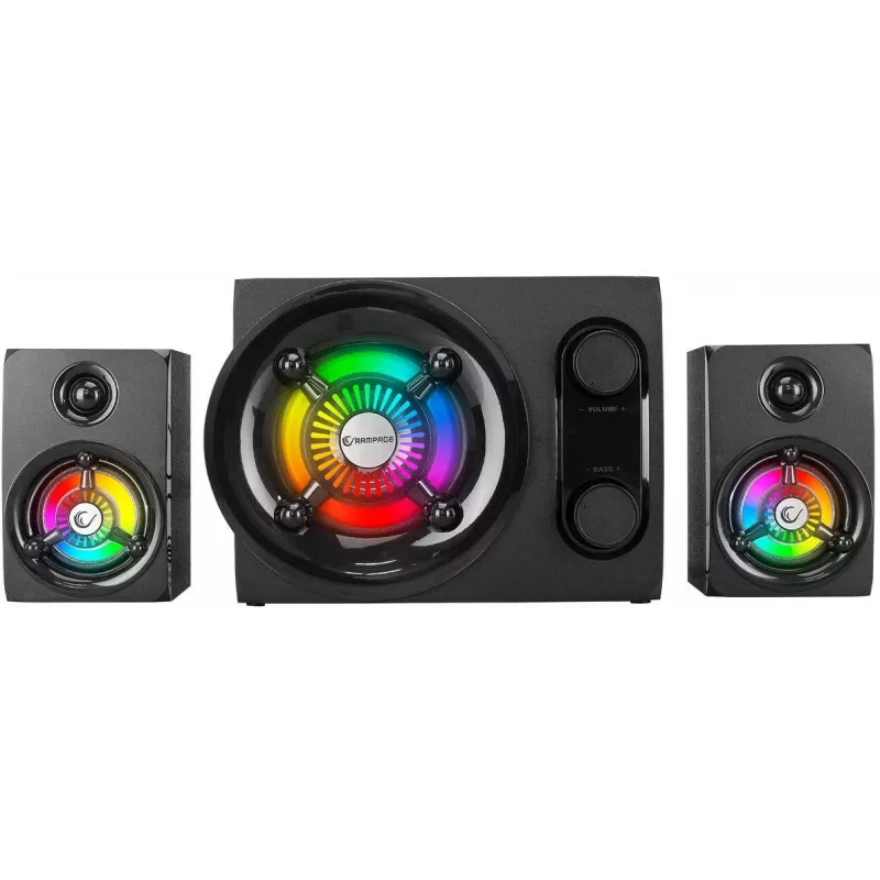 Rampage RMS-G8 25W portatīvais Bluetooth skaļrunis ar RGB apgaismojumu, TWS, FM radio, melns