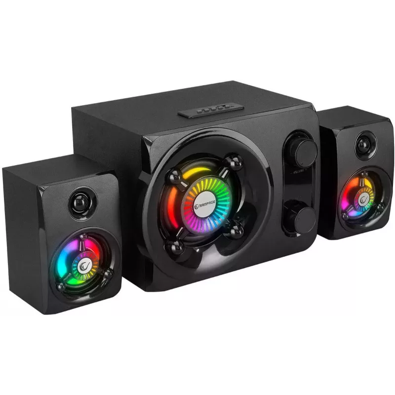 Rampage RMS-G8 25W portatīvais Bluetooth skaļrunis ar RGB apgaismojumu, TWS, FM radio, melns