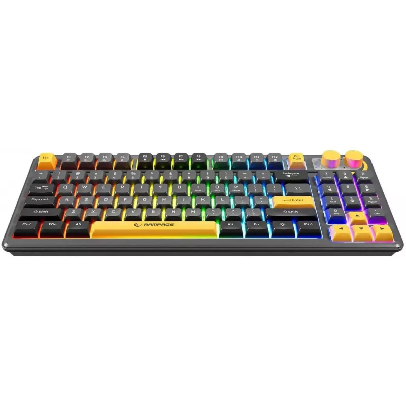 Rampage CYCLONE KNOB RGB 90% mehāniskā tastatūra, Outemu Blue slēdži, melna