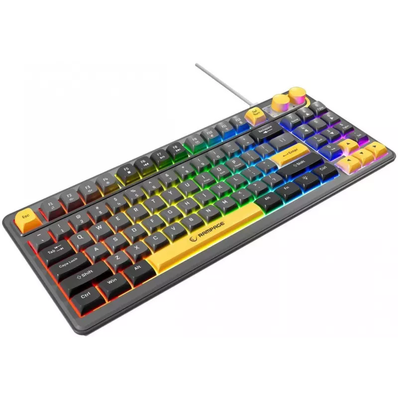 Rampage CYCLONE KNOB RGB 90% mehāniskā tastatūra, Outemu Blue slēdži, melna