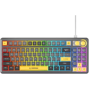 Rampage CYCLONE KNOB RGB 90% mehāniskā tastatūra, Outemu Blue slēdži, melna