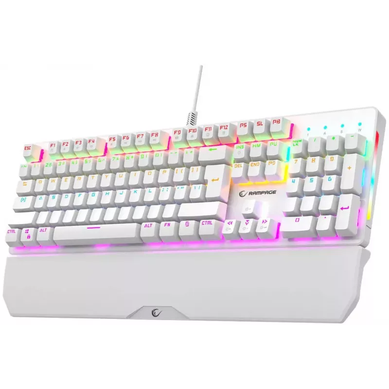 Rampage KB-R86 UMBRA mehāniskā tastatūra, balta, Outemu Blue slēdži, RGB fona apgaismojums, USB vadu