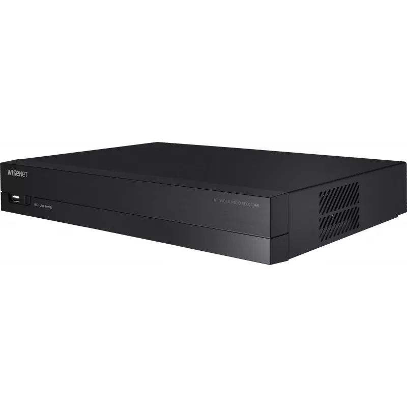 Hanwha Vision tīkla video ierakstītājs 8 IP kanāliem H.265 60Mbps bez HDD HDMI PoE slēdzis