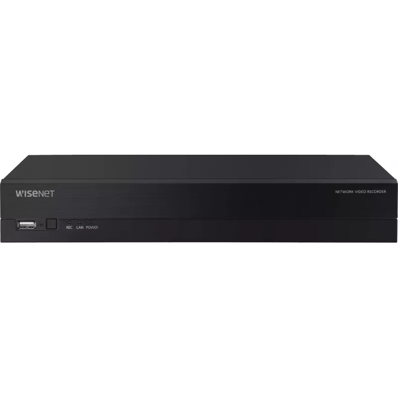 Hanwha Vision tīkla video ierakstītājs 8 IP kanāliem H.265 60Mbps bez HDD HDMI PoE slēdzis