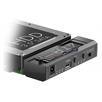 IcyBox IB-2911MSCL-CU31 Docking & Clone Station M.2 NVMe un 2.5/3.5 SATA HDD/SSD