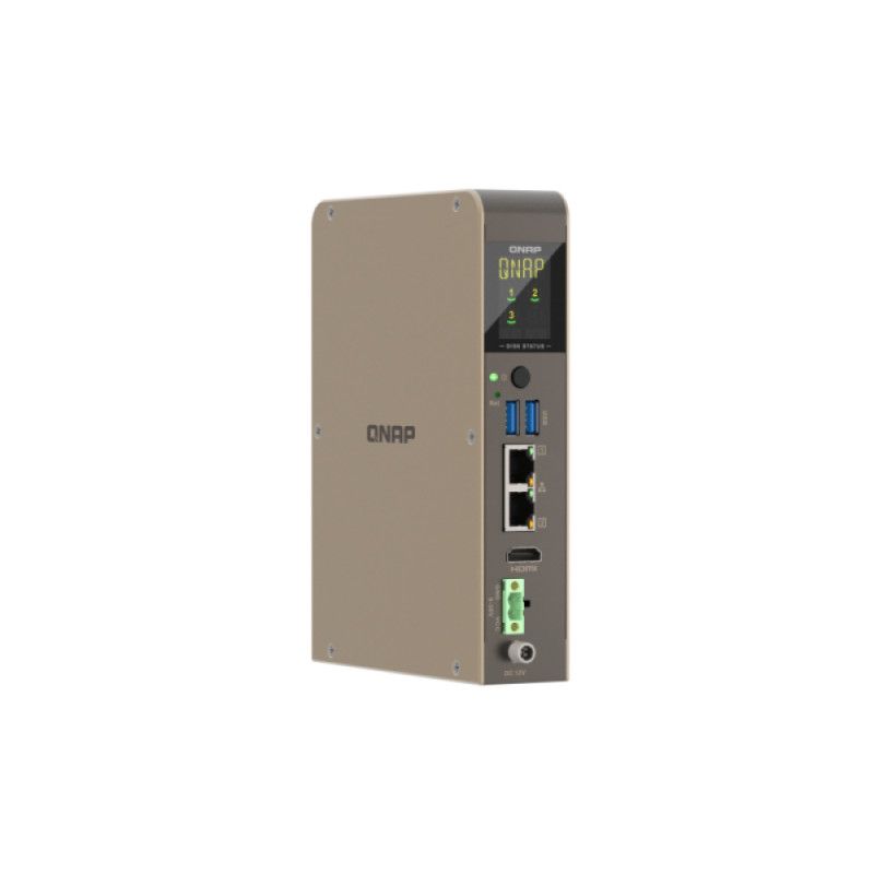 QNAP QBoat-300 Ultra-kompakts bez ventilatora NAS serveris ar diviem M.2 NVMe/SATA slotiem, Intel Celeron J3455 četrkodolu, 4GB RAM, diviem Gigabit Ethernet, HDMI, 2x USB 3.0