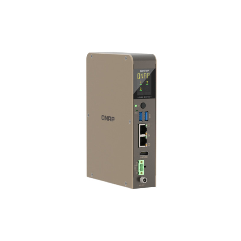 QNAP QBoat-300 Ultra-kompakts bez ventilatora NAS serveris ar diviem M.2 NVMe/SATA slotiem, Intel Celeron J3455 četrkodolu, 4GB RAM, diviem Gigabit Ethernet, HDMI, 2x USB 3.0