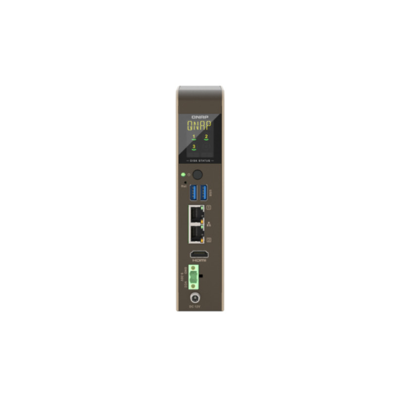 QNAP QBoat-300 Ultra-kompakts bez ventilatora NAS serveris ar diviem M.2 NVMe/SATA slotiem, Intel Celeron J3455 četrkodolu, 4GB RAM, diviem Gigabit Ethernet, HDMI, 2x USB 3.0