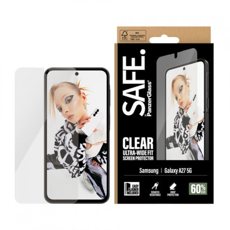 SAFE by PanzerGlass Ultra-Wide Fit rūdīta stikla ekrāna aizsargs ar EasyAligner Samsung Galaxy A27 5G