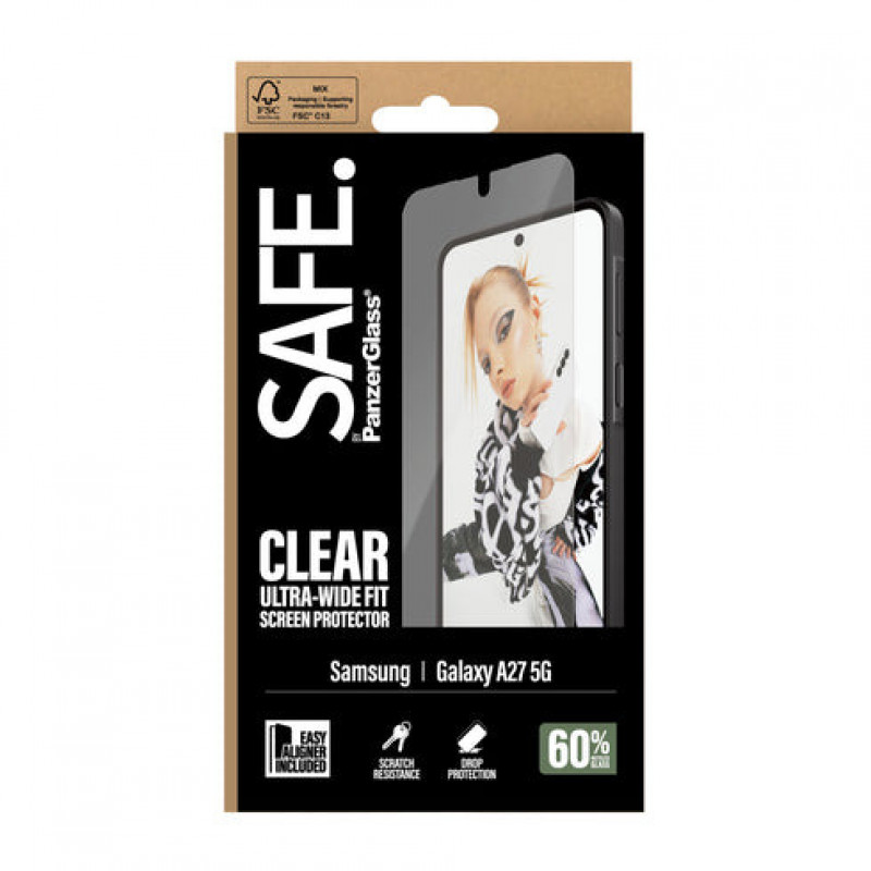 SAFE by PanzerGlass Ultra-Wide Fit rūdīta stikla ekrāna aizsargs ar EasyAligner Samsung Galaxy A27 5G
