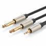 UGREEN 3,5 mm TRS uz diviem 6,35 mm TS audio Y sadalītāja kabelis 2 m pelēks
