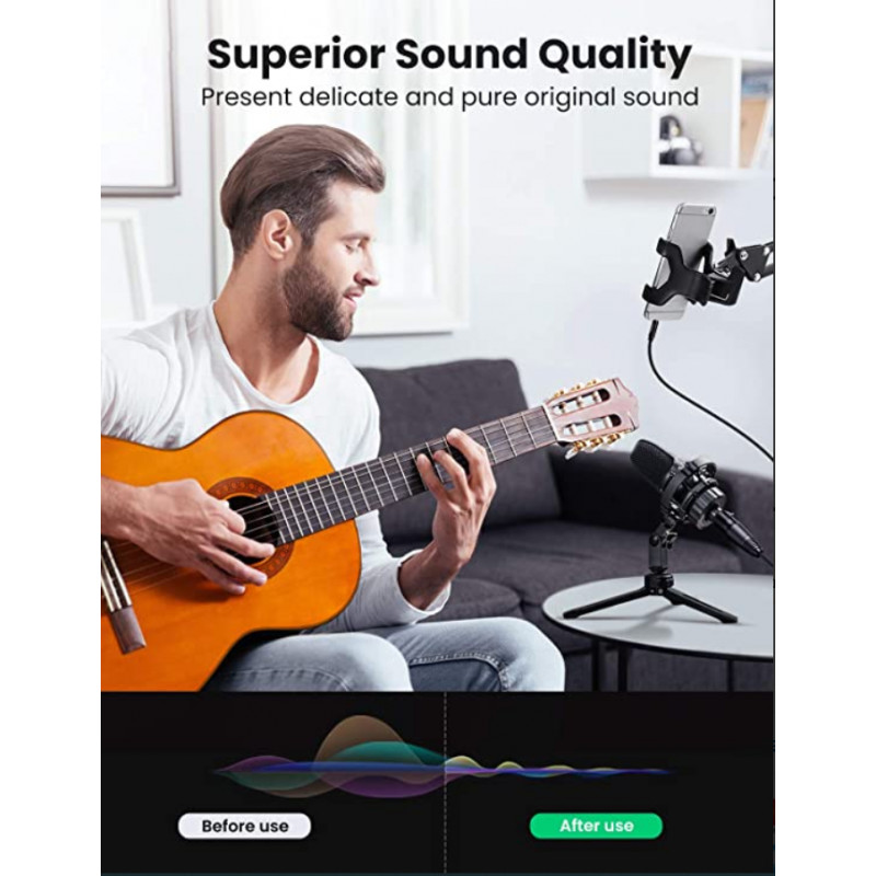 UGREEN AV182 XLR vīrišķais uz 3,5 mm TRS vīrišķo audio kabelis 1 m melns
