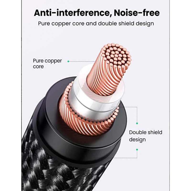 UGREEN AV182 XLR vīrišķais uz 3,5 mm TRS vīrišķo audio kabelis 1 m melns