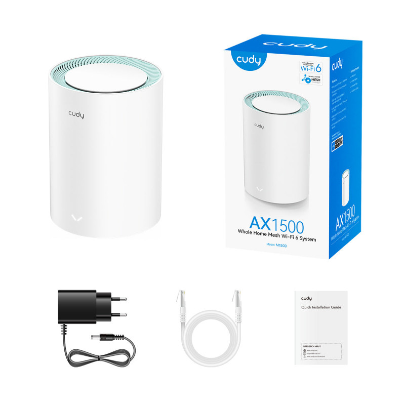 Cudy AX1500 Gigabit Mesh Wi-Fi 6 sistēma – 1 iepakojums