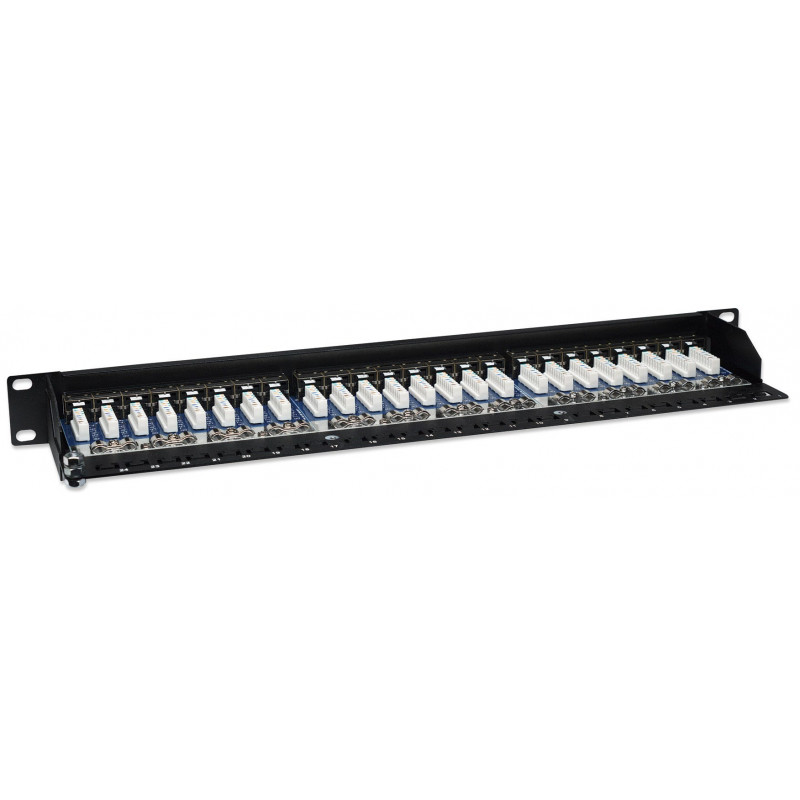 Intellinet 513487 24 portu Cat5e STP 1U Rackmount sadales panelis, melns