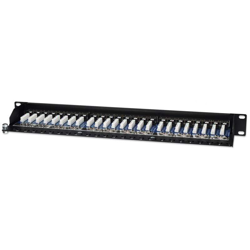 Intellinet 513487 24 portu Cat5e STP 1U Rackmount sadales panelis, melns