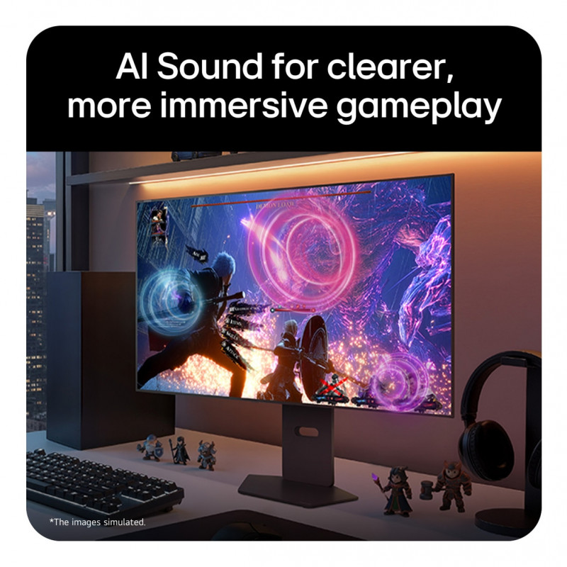 LG UltraGear Evo AI 32GX870B-B 31,5 collu Tandem OLED spēļu monitors, 4K 240Hz / FHD 480Hz, HDR500, USB-C 90W